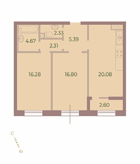 69,2 м², 2-комнатная квартира 27 130 000 ₽ - изображение 1