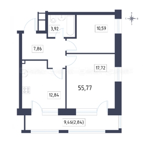 Квартира 55,8 м², 2-комнатная - изображение 1