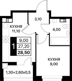 28,5 м², 1-комнатная квартира 4 232 250 ₽ - изображение 22