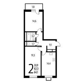 64,1 м², 2-комнатная квартира 14 005 850 ₽ - изображение 69