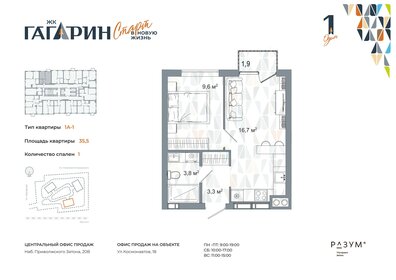 Квартира 35,5 м², 1-комнатная - изображение 1