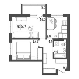 58,1 м², 2-комнатная квартира 6 100 000 ₽ - изображение 46