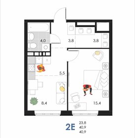 Квартира 40,9 м², 2-комнатная - изображение 1