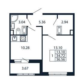 34 м², 1-комнатная квартира 8 701 888 ₽ - изображение 74