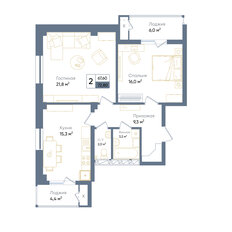 Квартира 72,8 м², 2-комнатная - изображение 2