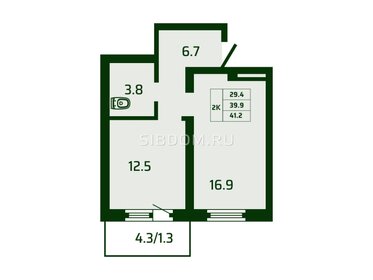 Квартира 41 м², 2-комнатная - изображение 3