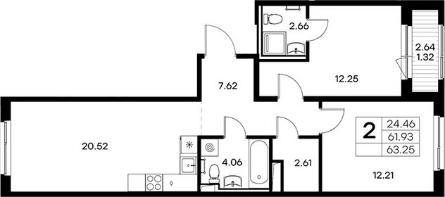 Квартира 63,3 м², 2-комнатная - изображение 1