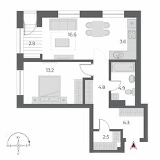 Квартира 54,7 м², 2-комнатная - изображение 2