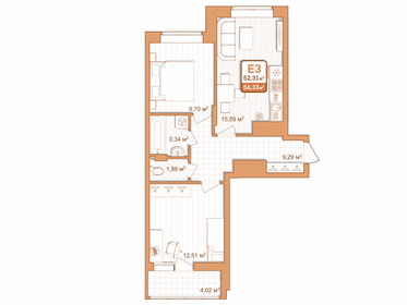 52,5 м², 2-комнатная квартира 7 603 200 ₽ - изображение 3