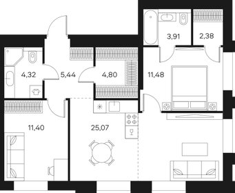 Квартира 68,8 м², 3-комнатная - изображение 1