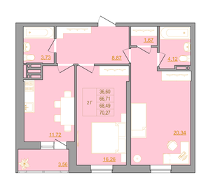 Квартира 70,3 м², 2-комнатная - изображение 1