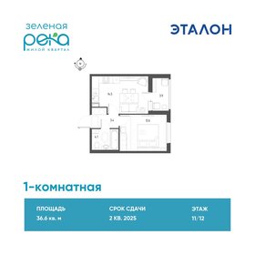 Квартира 36,6 м², 1-комнатная - изображение 1