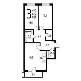 64,1 м², 4-комнатная квартира 15 592 453 ₽ - изображение 16