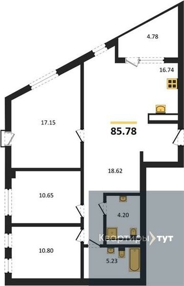 85,8 м², 3-комнатная квартира 12 889 213 ₽ - изображение 1