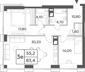 Квартира 83,4 м², 3-комнатная - изображение 1
