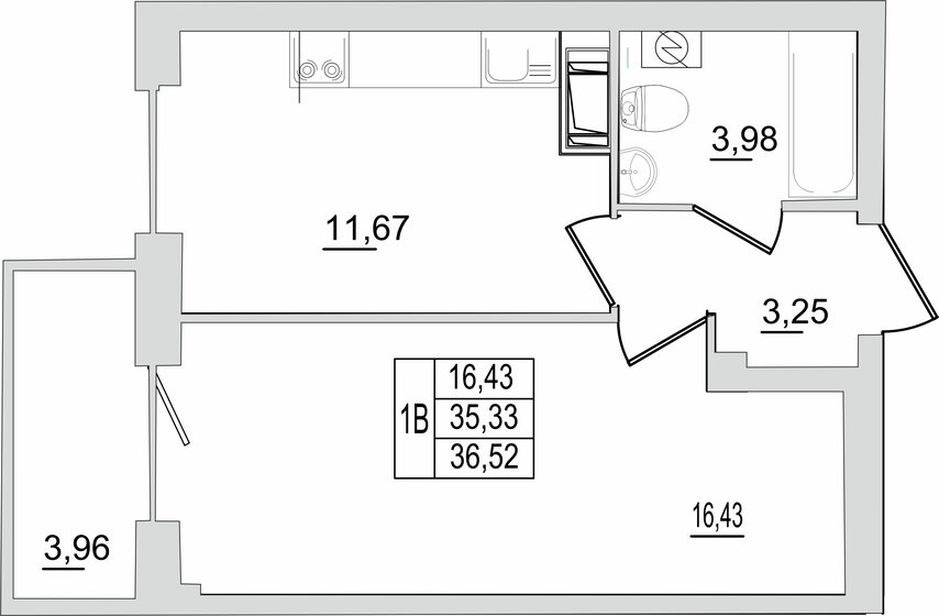 36,5 м², 1-комнатная квартира 2 848 560 ₽ - изображение 1