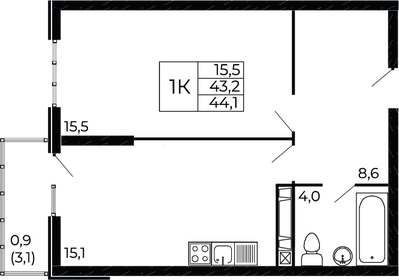 50 м², 1-комнатная квартира 5 600 000 ₽ - изображение 1