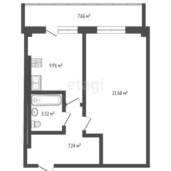 43,1 м², 1-комнатная квартира 7 200 000 ₽ - изображение 1