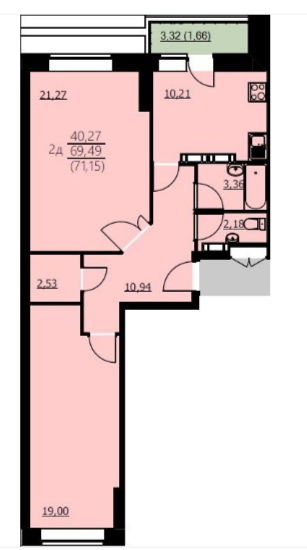 71,2 м², 2-комнатная квартира 5 549 700 ₽ - изображение 1