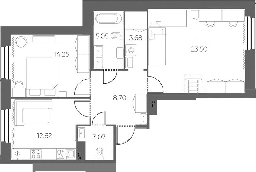 74 м², 2-комнатная квартира 14 650 000 ₽ - изображение 1