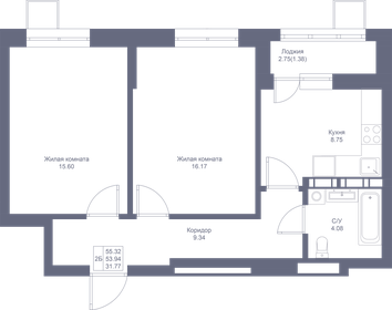 53,1 м², 2-комнатная квартира 10 728 220 ₽ - изображение 69