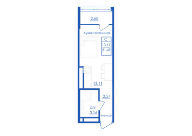 Квартира 21,5 м², студия - изображение 1