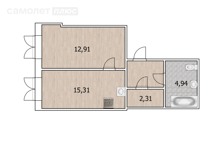 36,4 м², 1-комнатная квартира 6 450 000 ₽ - изображение 51