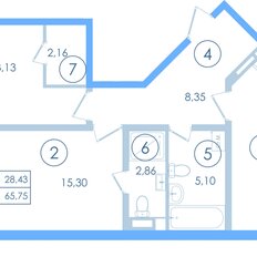 Квартира 65,8 м², 2-комнатная - изображение 2