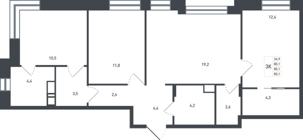 80,9 м², 3-комнатная квартира 13 885 292 ₽ - изображение 13