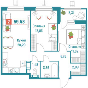 55,3 м², 2-комнатная квартира 12 000 000 ₽ - изображение 64