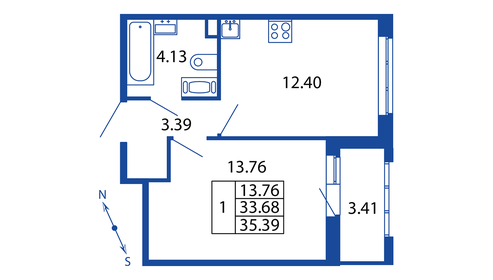 28,6 м², 1-комнатная квартира 6 200 000 ₽ - изображение 162