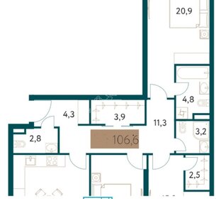 Квартира 107 м², 3-комнатная - изображение 1