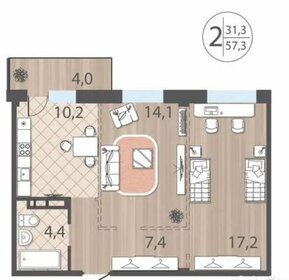 58 м², 2-комнатная квартира 6 150 000 ₽ - изображение 63