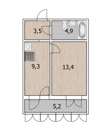 Квартира 33,9 м², 1-комнатная - изображение 1