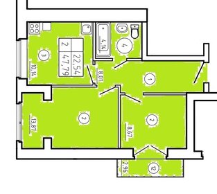 45 м², 2-комнатная квартира 4 200 000 ₽ - изображение 81