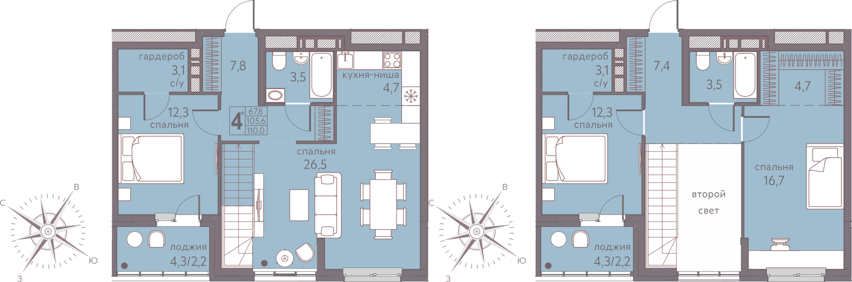 110 м², 4-комнатная квартира 13 365 000 ₽ - изображение 1