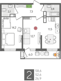 86,1 м², 3-комнатная квартира 9 700 000 ₽ - изображение 61