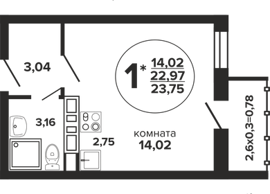 23,8 м², квартира-студия 4 245 788 ₽ - изображение 30