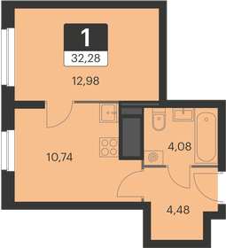 Квартира 32,3 м², 1-комнатная - изображение 1