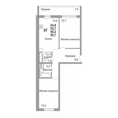 Квартира 56,2 м², 2-комнатная - изображение 3