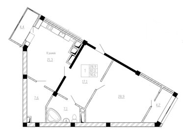 Квартира 90,6 м², 1-комнатная - изображение 1