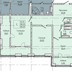 Квартира 104,5 м², 2-комнатные - изображение 2