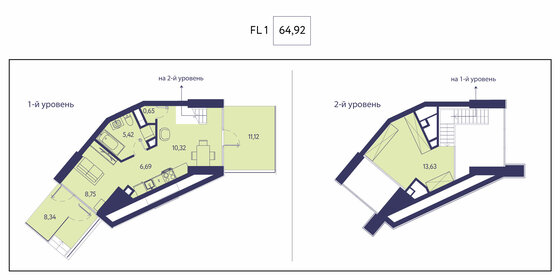 Квартира 64,9 м², 2-комнатная - изображение 1