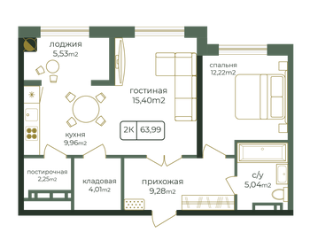 64,2 м², 3-комнатные апартаменты 6 100 000 ₽ - изображение 68