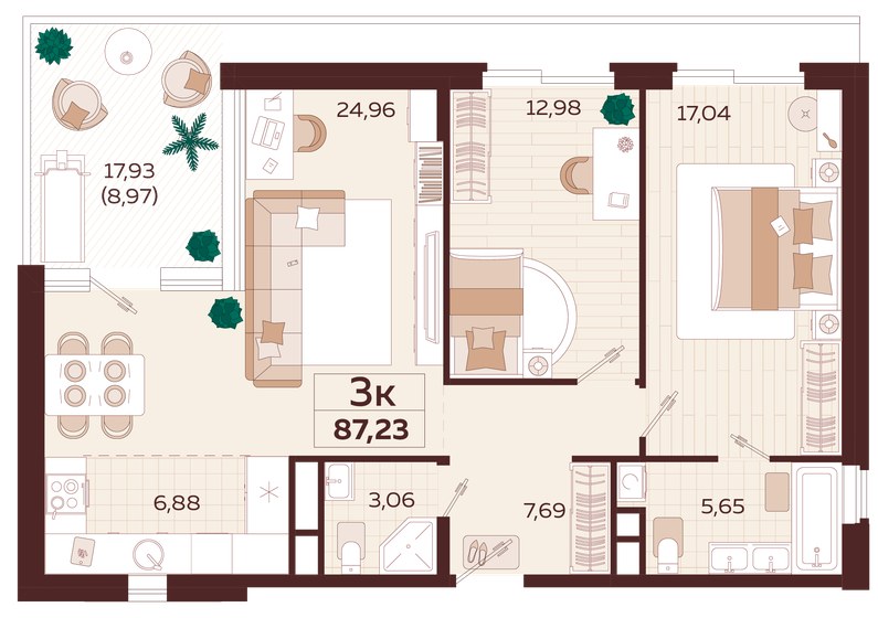 87,2 м², 3-комнатная квартира 33 150 000 ₽ - изображение 1