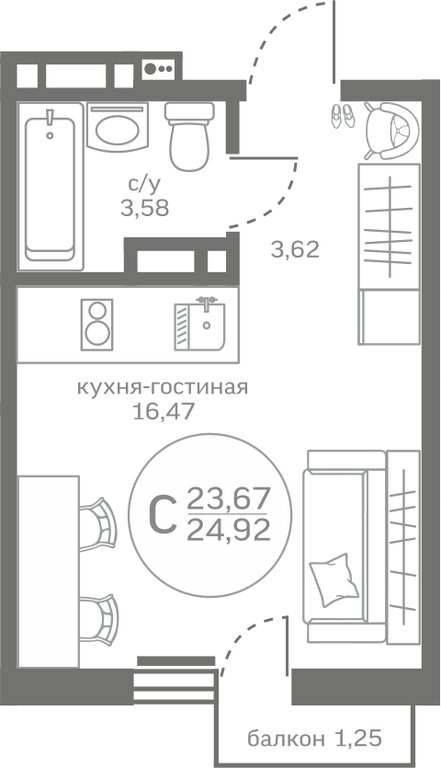 Варианты планировок ЖК «Меридиан ЮГ» - планировка 5