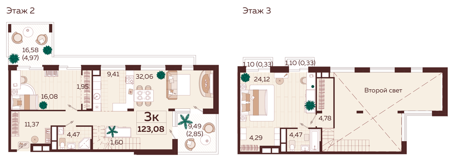 123,1 м², 3-комнатная квартира 40 495 000 ₽ - изображение 1