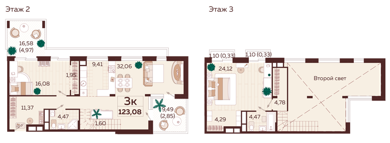 Квартира 123,1 м², 3-комнатная - изображение 1