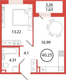 40,1 м², 1-комнатная квартира 7 075 404 ₽ - изображение 11