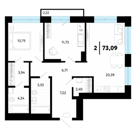 Квартира 73,1 м², 2-комнатная - изображение 1